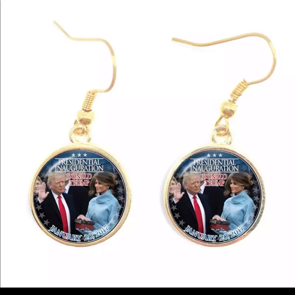 Trump MAGA inauguration gold tone earrings melania